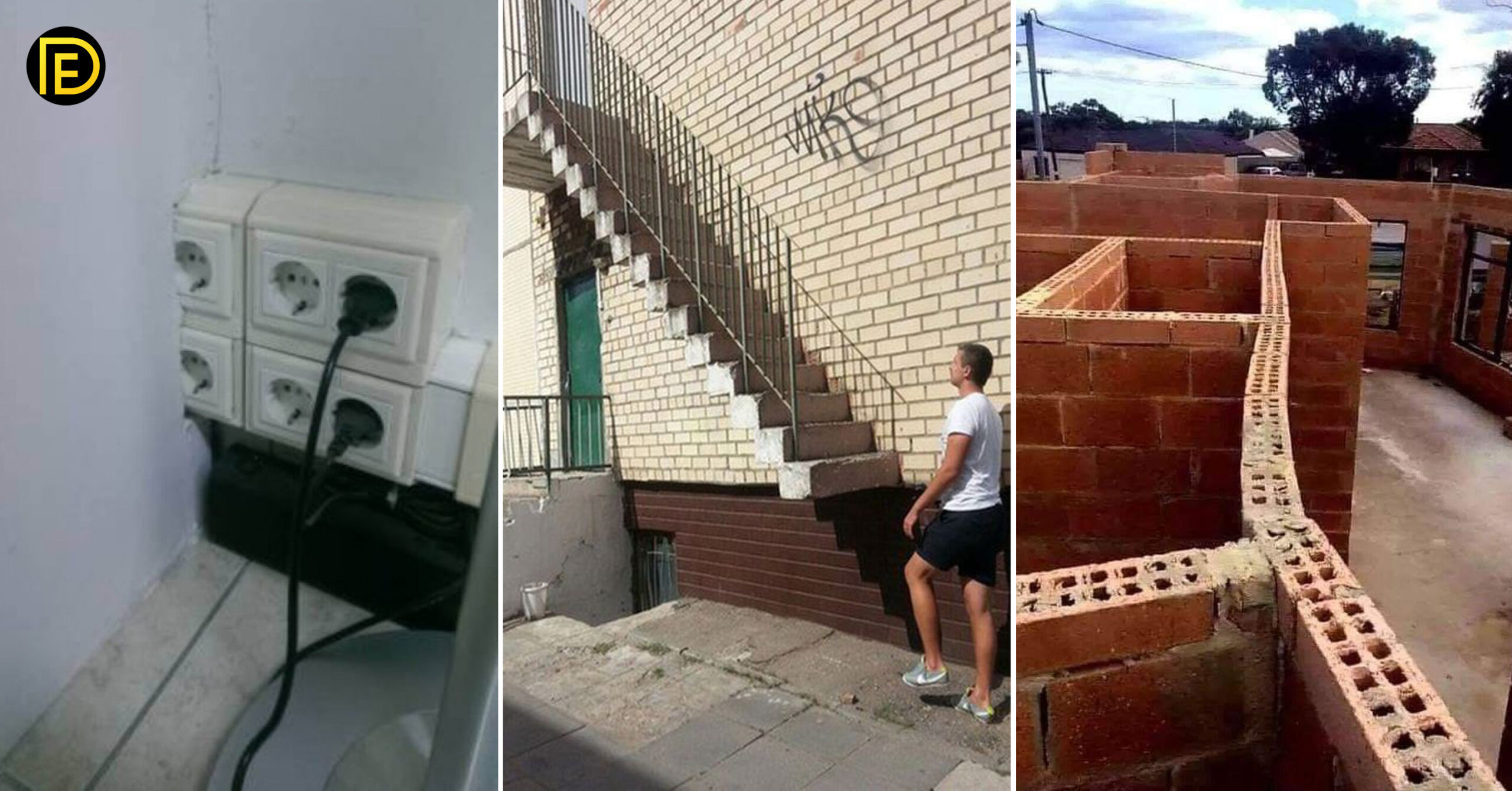تصویر مجموعهای از اشتباهات عجیب در ساختوساز که میتواند بهعنوان نمونههای آموزشی استفاده شود