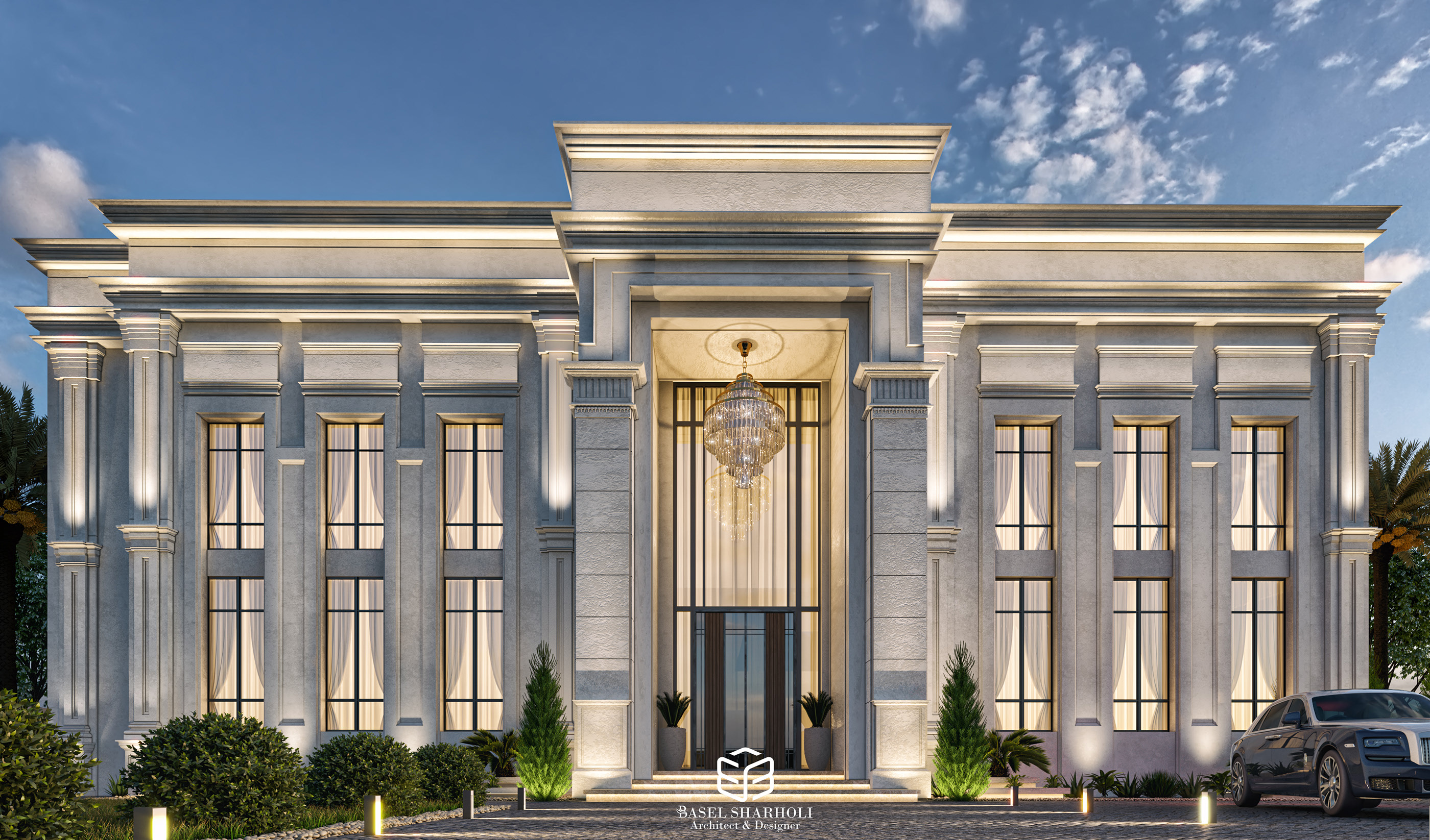 تزیینات گچبری در سقف ویلای کلاسیک