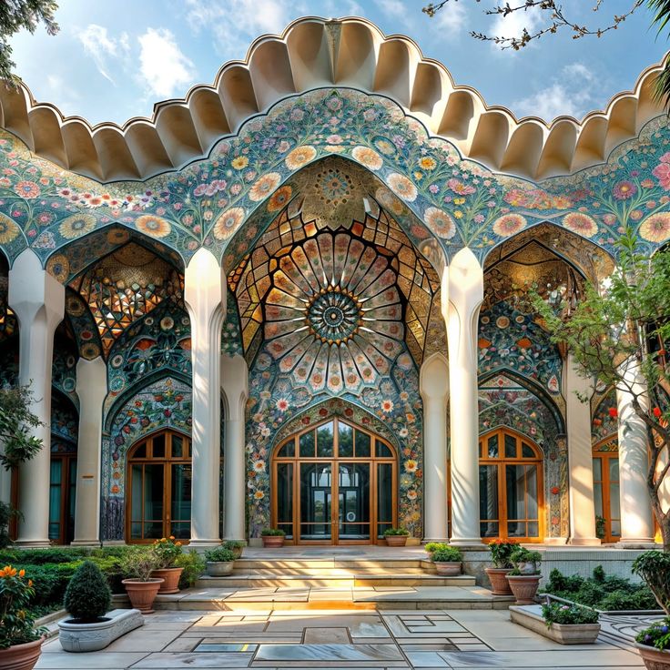 گنبد و ایوان در یک ساختمان معاصر با الهام از معماری ایرانی