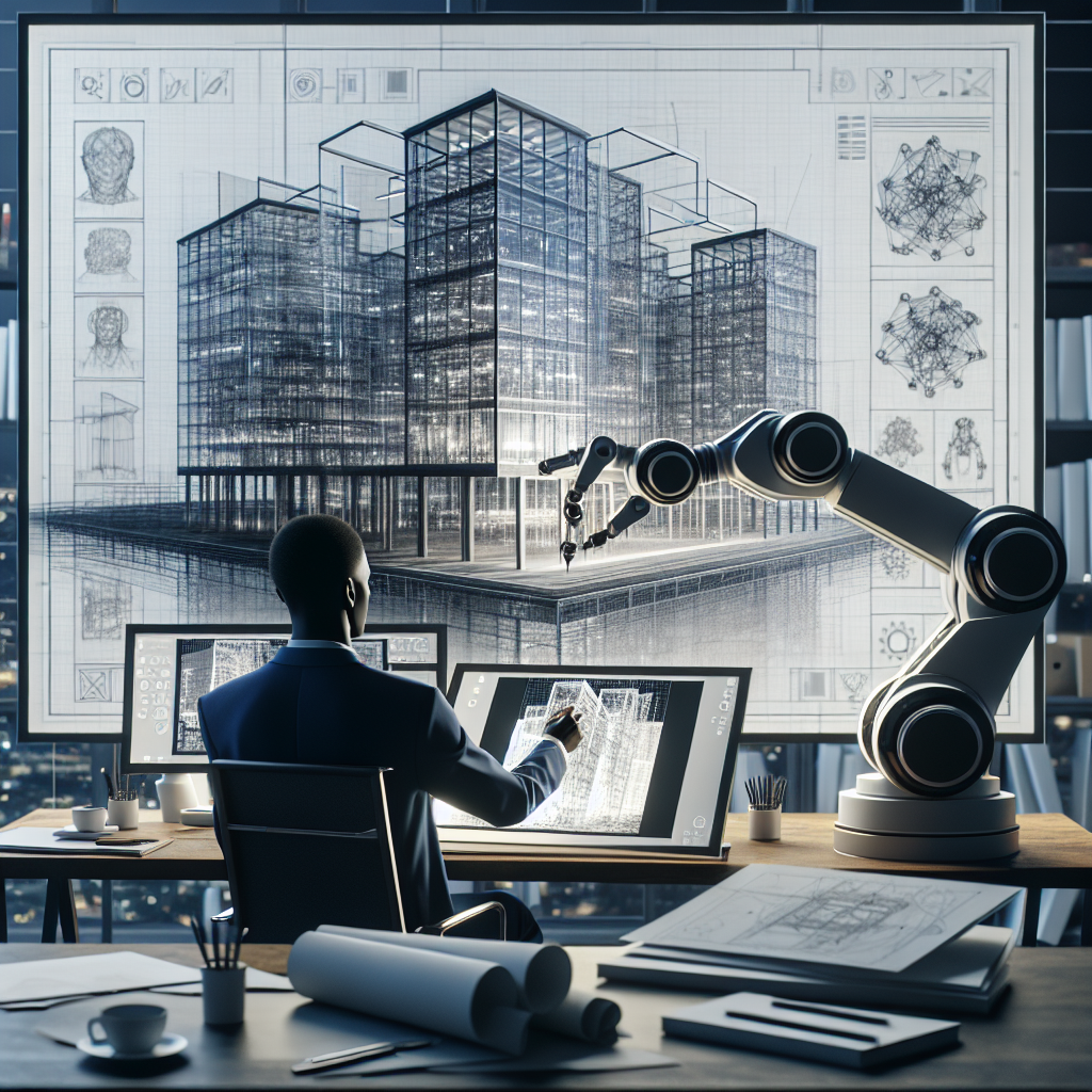 نمودار جریان کار هوش مصنوعی در BIM، نشان‌دهنده ارتباط بین داده‌ها، الگوریتم‌ها و خروجی‌های طراحی
