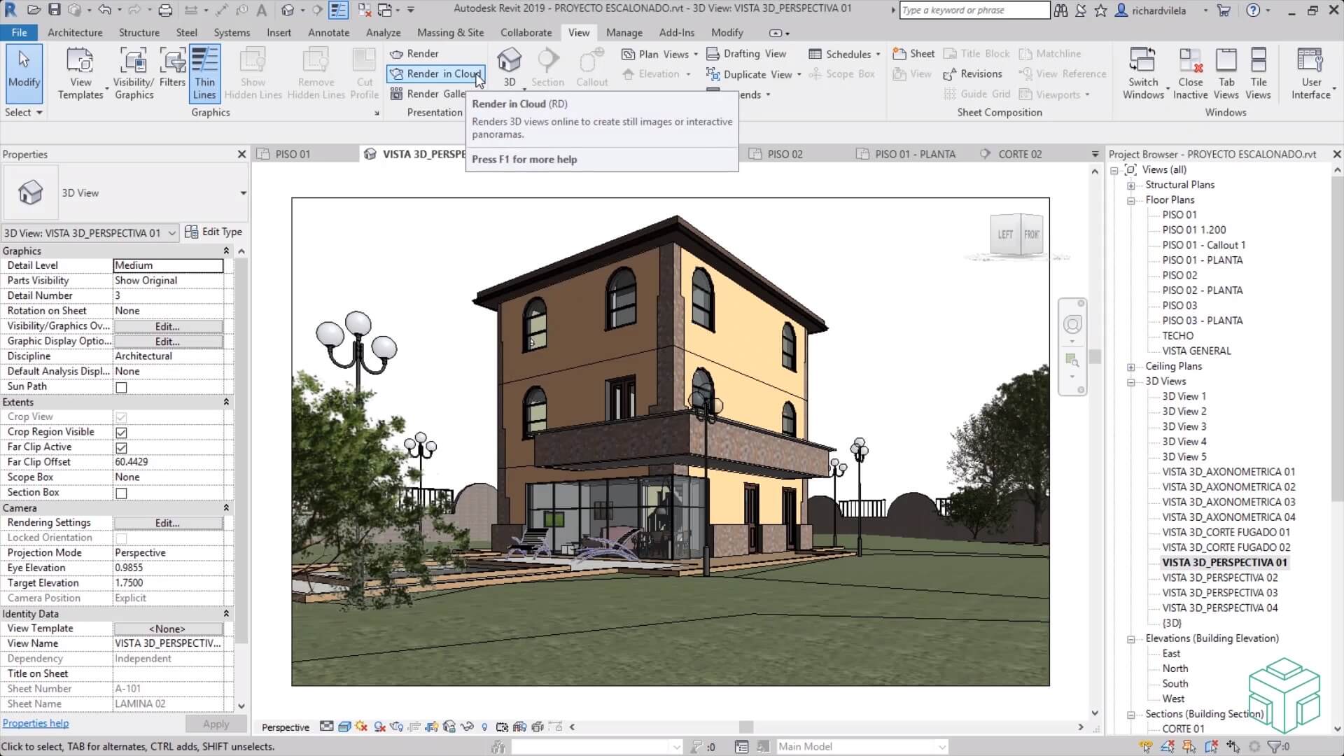 رابط کاربری Revit Architecture با ابزارهای پیشرفته برای مدلسازی سهبعدی