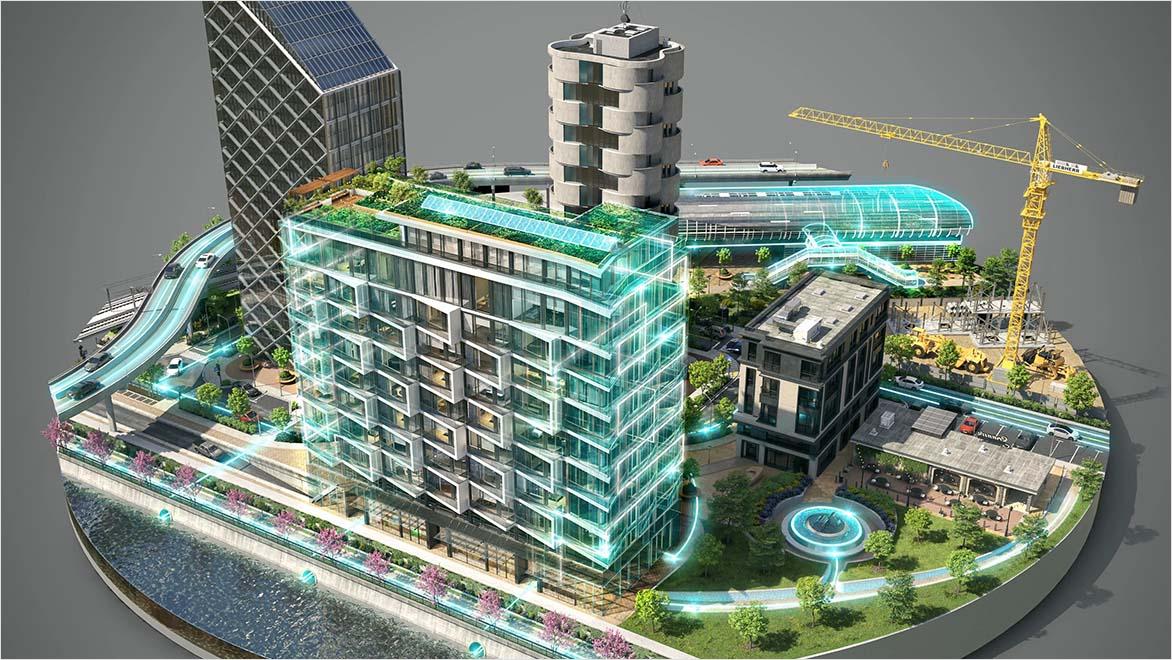 نمودار ارتباط بین حسگرهای IoT و دوقلوی دیجیتال ساختمان