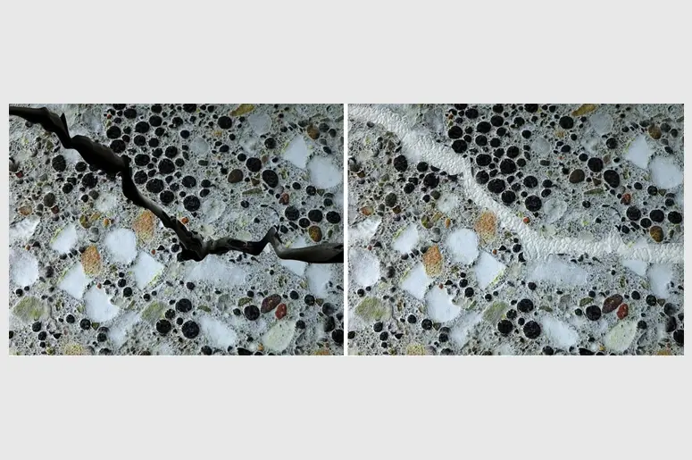 نمونه‌ای از بتن پراکنده با الیاف در یک پروژه ساختمانی